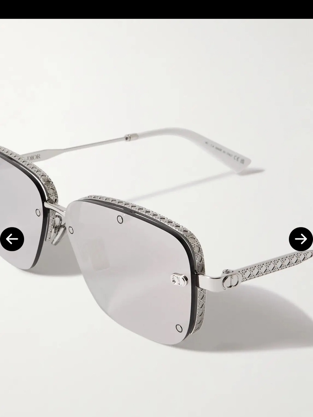 Dior Silver Rimless Sunglasses with Mirrored Lenses